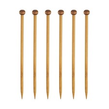 6Pcs 8mm Bamboo Knitting Needle Straight Single Pointed 10 Inch US Size 11