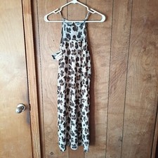 Bold Elements Cut To Curve Sleeveless Brown Leopard Dress Size L NWT