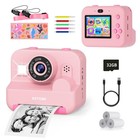 Kids Instant Print Selfie Camera for Girls,1080P HD Digital Compact, Pink 