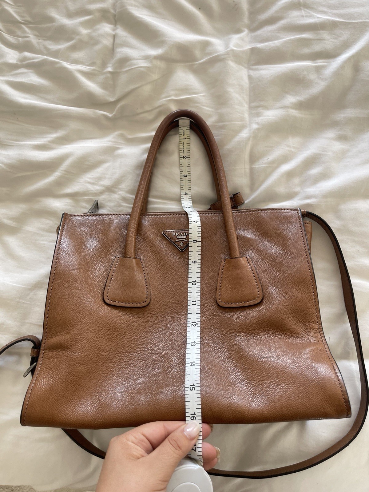 PRADA Milano Pebbled Leather Bag Brown  Italy / RARE  Retail 3,450 thumbnail 6