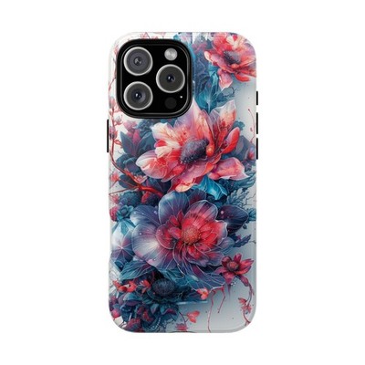 Phone Ink - iPhone | Galaxy | Pixel Case - Flower Pink Blue Abstract