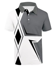 Mens Golf Shirt Moisture Wicking Performance Sport Short Sleeve Print Golf Po...