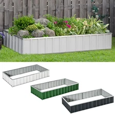 Outsunny Metal Raised Garden Bed No Bottom DIY Large Planter Box w/ Gloves