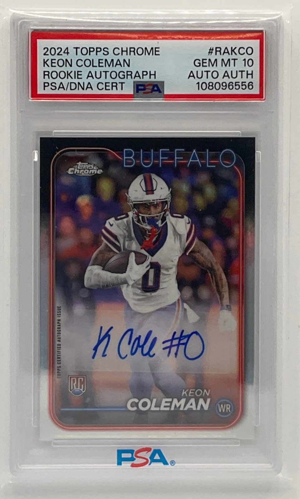 2024 Topps Chrome Keon Coleman Rookie Auto #RA-KCO RC Buffalo Bills PSA 10
