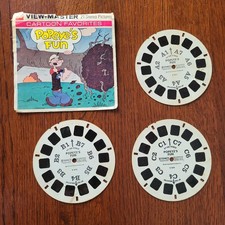Popeye's Fun Vintage View-master 3 Reel Set Viewmaster Cartoon 21 Stereo Picture