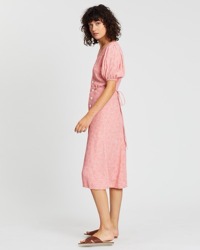 Faithfull the Brand Fran Midi Dress in Maurie Floral Print USA 6 AU 10 Pink M - Bild 3 von 12