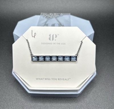 Bomb Party Necklace NK41416  Shape Of Slow Radiance  Aquamarine CZ on Hematite