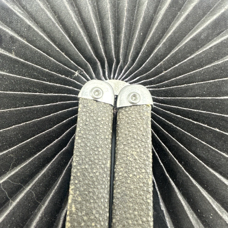 Ventilador de mano de luto victoriano de escarapela de la Guerra Civil lino encerado plegable redondo Foto 4 de 4