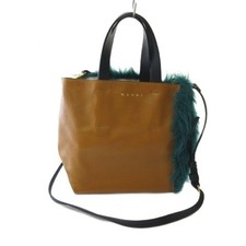 Borsa a tracolla Marni Mini Shearling in pelle marrone verde | Tracolla da...