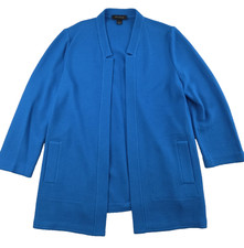 St John Womens Made in usa Blue Jacket Open Front Blazer Waffle Size 14