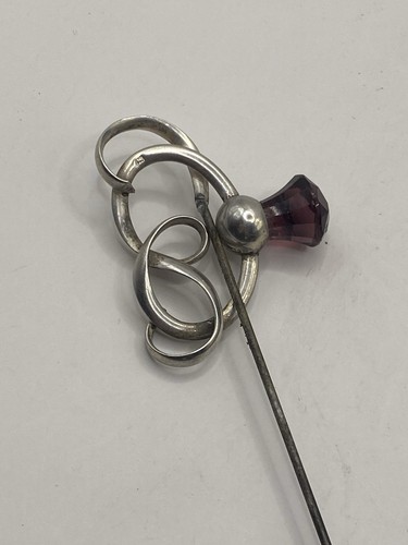 STUNNING ANTIQUE SILVER HAT PIN   (B108) - Foto 2 di 11