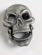 Moving Jaw Skull Belt Buckle - 3D Pewter Style Gothic Biker Punk Metal