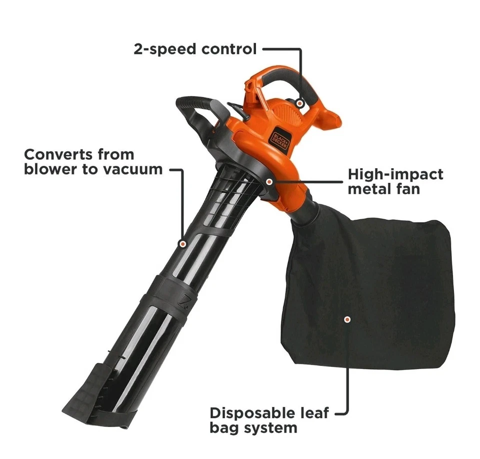 Ventilador a vácuo BV6000 3 em 1 lacrado preto e DECKER alto desempenho novo  - Imagem 4 de 4