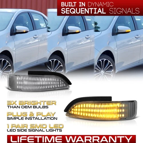Toyota Corolla Prius C Full LED Sequential Signal Side Mirror Lights Lamps Pair