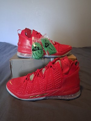 Nike LeBron XVIII Red Green High Top Basketball Sneakers Men's Lace Up Comfort