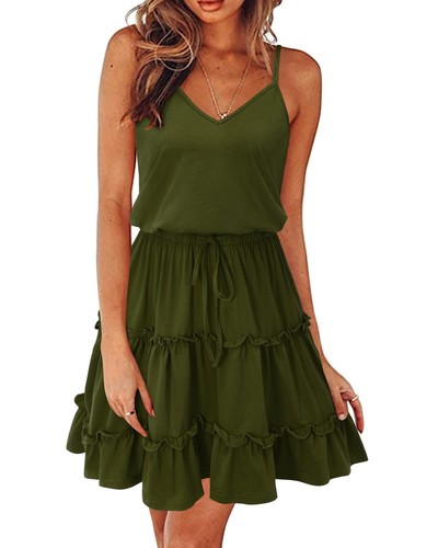 Women's 2025 Summer Dress Spaghetti Strap Casual Boho Beach Vacation Outfits ...