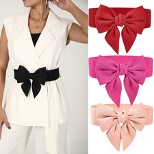 Women Elastic Wide Belt Adjustable Bow Corset Dress Coat Waist Strap Flexible