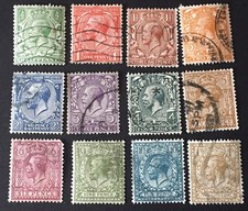 GB King George V 1924 VFU Full Set x12 stamps Light Hinged