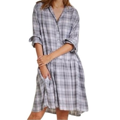 Grayson The Changemaker Gray Plaid Shirt Dress Drop Waist Size 01/ extra small