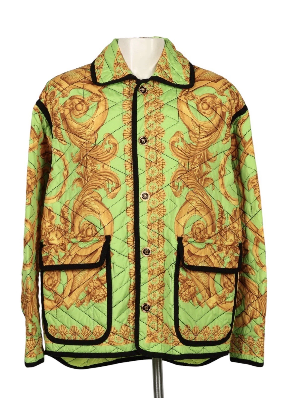 Versace — NWT Versace Italian Green Quilted Jacket Size 48 Barocco Medusa MSRP $4150