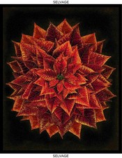 35" Fabric Panel Timeless Treasures Christmas Large Metallic Poinsettia Red