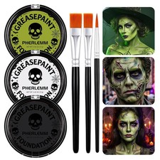 Black White Olive Green Face Body Paint Set, Oil-Based Face Paint