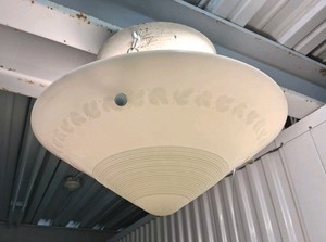 Antique Large Milk Glass 3 Chain Light Fixture ( Freshly Completed  )