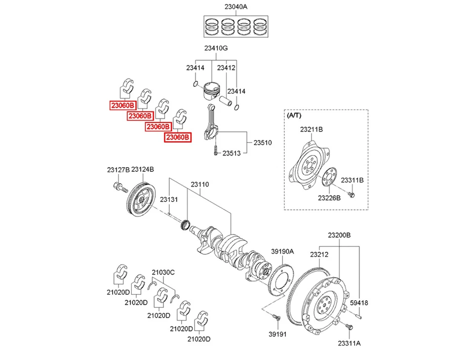 Fabricante de equipos originales 4 pares de rodamientos de varilla de conexión STD 12-16 Hyundai Elantra Kia Soul 230602E010 Foto 2 de 4