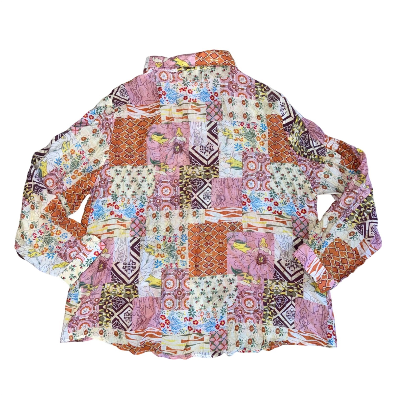 POL Patchwork Print Button Down Shirt Womens Larg… - image 4