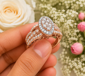 Authentic 1.50Ct Natural Moissanite Tester Pass Halo Engagement Ring 14K Rose Gold Plated