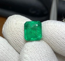 3.73Ct Loose Natural Emerald Zambia Octagon Vivid Green SWISS GEM LAB Certified