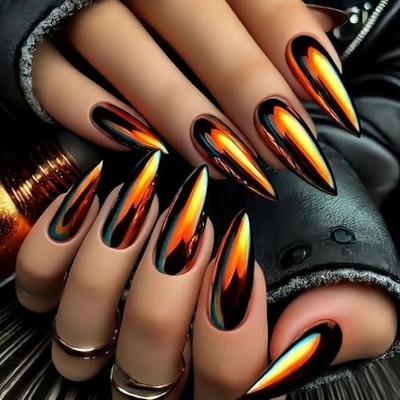 Almond Press On Nails Long Fake Nails Full Cover Flase Nails With Laser nails02