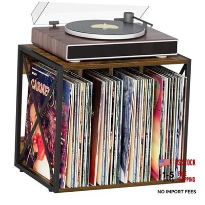 Vinyl Record Storage,Vinyl Record Holder Up to 12.2''D x 16.14''W x 14.3''H Brown