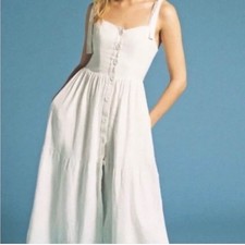 Urban Outfitters Positano Linen Tie-Shoulder Midi Dress Size S