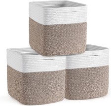 Cube Storage Bins 11 Inch Shelf Cotton Rope Baskets Organizing Woven Storage