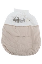 Baby Fu&szlig;sack Kinderwagen Schlafsack Elefanten Motiv Beige Wei&szlig; Kariert
