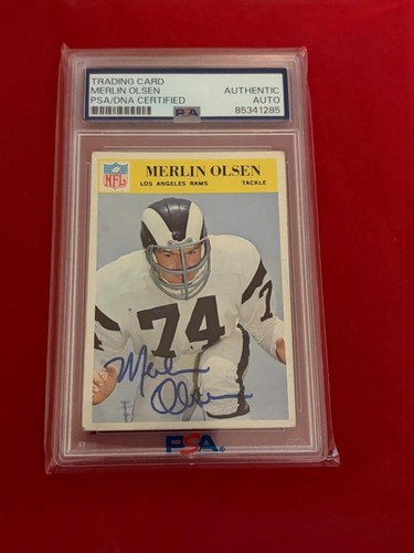 MERLIN OLSEN RAMS 1966 PHILADELPHIA HOF SIGNED AUTO PSA AUTHENTIC
