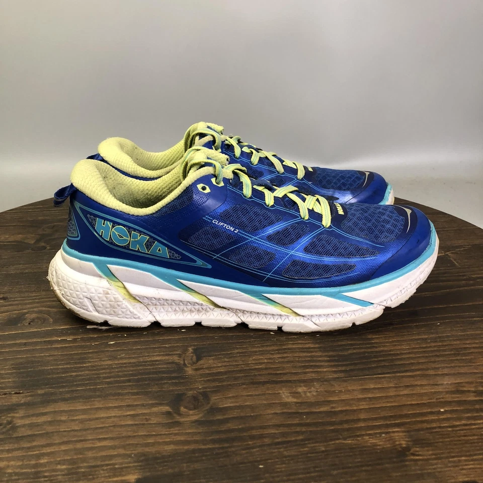 Zapatos para correr Hoka One One Clifton 2 para mujer talla 10 azul lima 1008329 TBSLM Foto 4 de 4