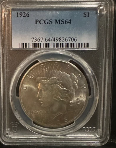 1926 Philadelphia Peace Silver Dollar $1 PCGS MS64