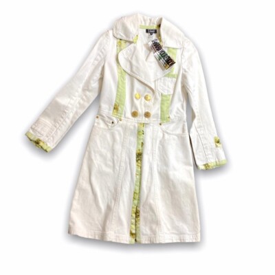 Dolce & Gabbana Women's Denim Tails Jacket Size Medium White with Gold Button