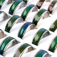 100pcs Wholesale Change Color Mood Rings Temperature Changable Color Ring w/ Box