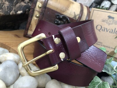 Herren Damen Echtleder Gürtel Handarbeit Falten Finish 1,5'' breit maßgeschneidert UK