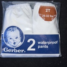 Vintage 2 Pack Gerber Sz 2T 28-32 lbs Waterproof Pants Baby Diaper Covers NEW