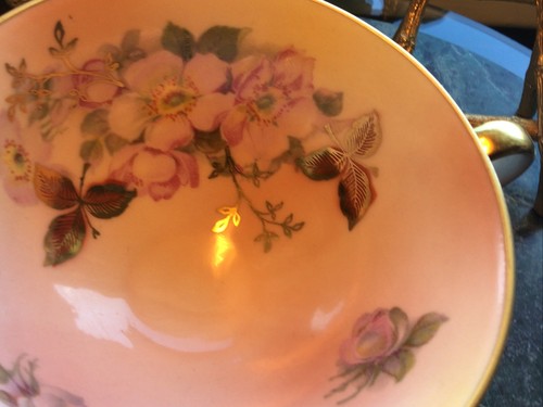 ANTIQUE VICTORIAN tea cup & Saucer Schumann Arzberg Wild Rose & Trinket Dish - Picture 6 of 14