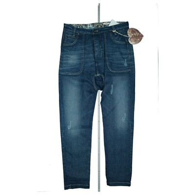 Please Donna Boyfriend Jeans Stretch Pantaloni W30 L32 Blu Used