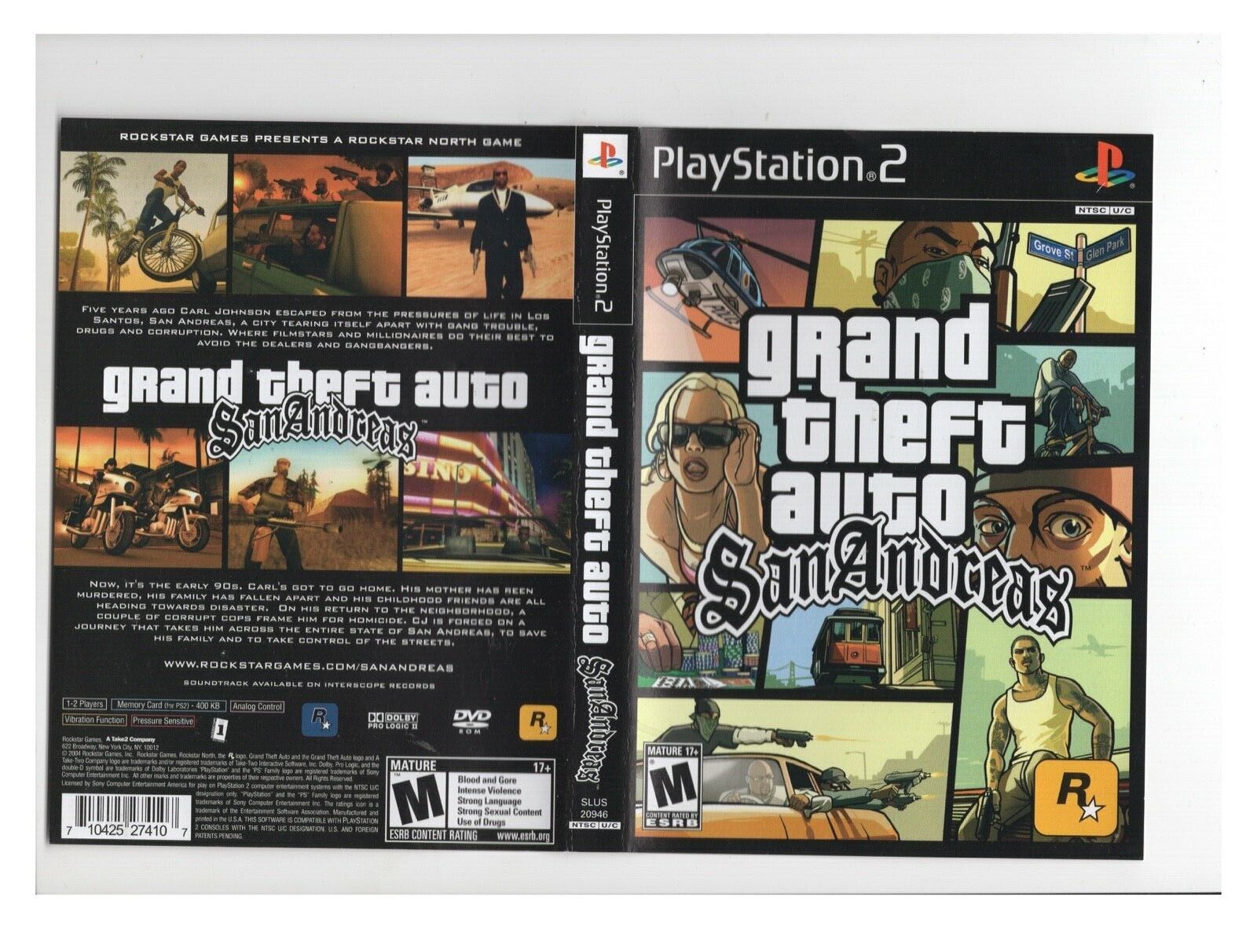 GTA San Andreas PS2 ARTWORK ONLY Authentic Playstation 2