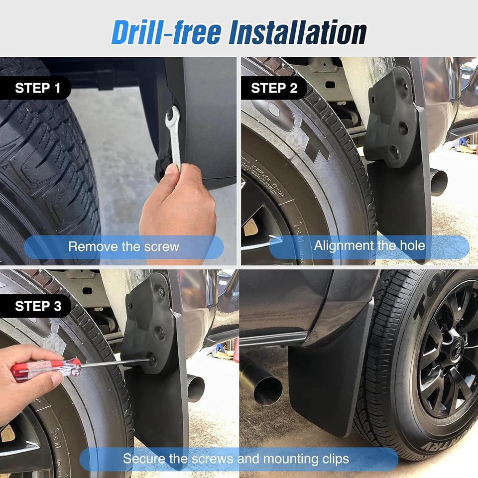 Guardabarros delantero y trasero Nilight para Toyota Tacoma 2016-2023 precisión sin perforación Foto 3 de 4