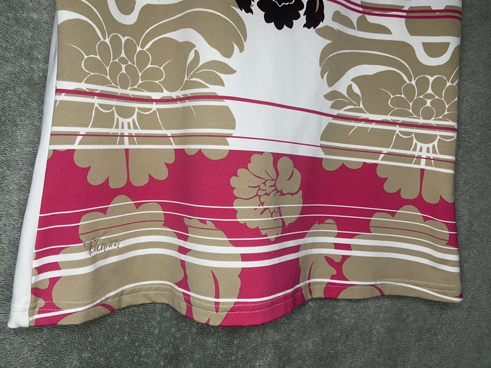 Camiseta polo Tehama Hang 'em Dry para mujer talla M blanca rosa floral manga corta Foto 2 de 4