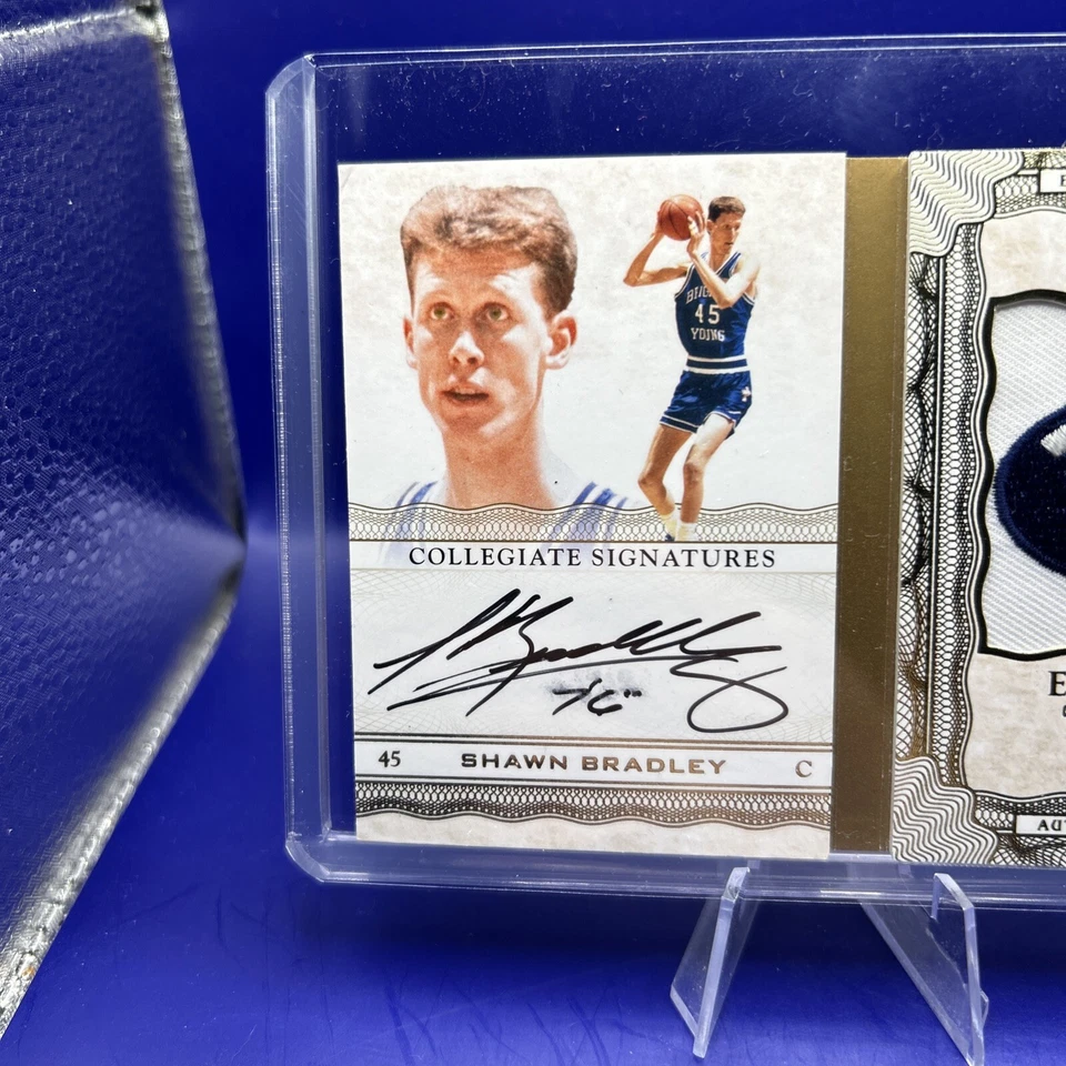 Shawn Bradley 2012 Upper Deck Exquisite Booklet Patch Auto /99 BYU Cougars - Image 2 of 4