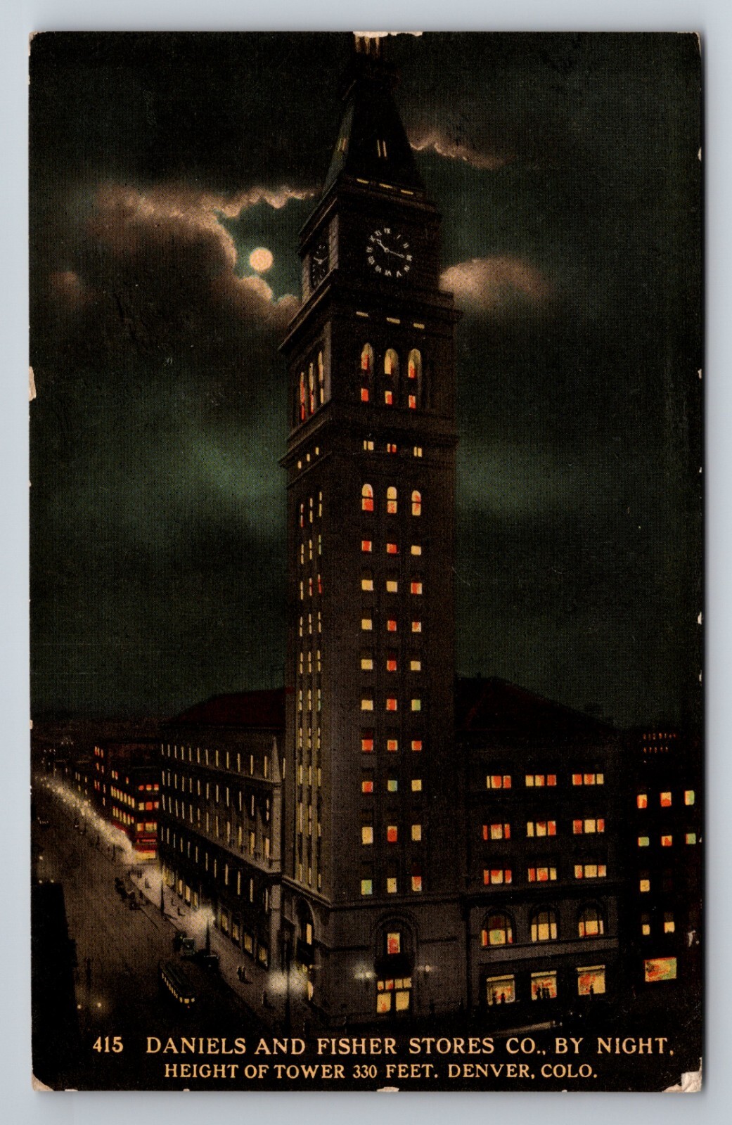 Daniels And Fisher Stores Co. By Night Denver Colorado Vintage Unposted Postcard eBay